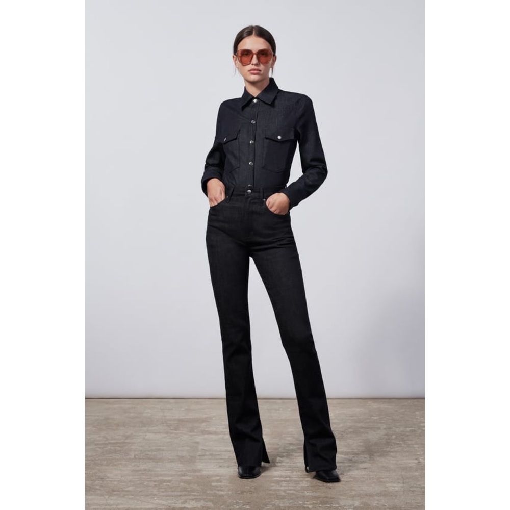 Zara The Split Hem Straight Jeans